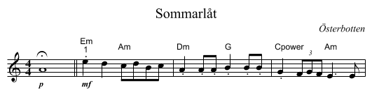 Sommarlåt - staff notation