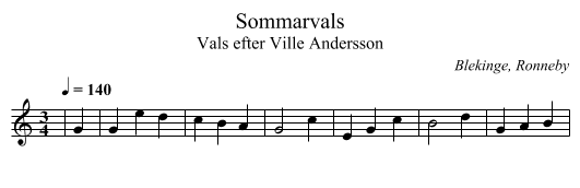 Sommarvals - staff notation
