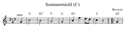Sommermichl (C) - staff notation