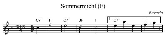 Sommermichl (F) - staff notation