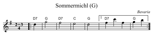 Sommermichl (G) - staff notation