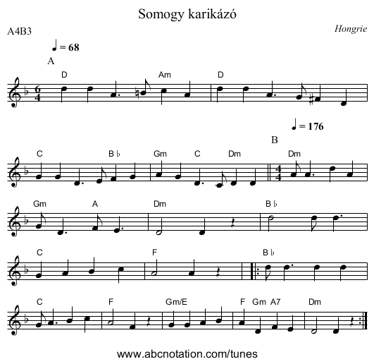 Somogy karik&aacute;z&oacute; - staff notation