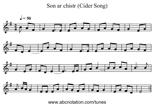 Son ar chistr (Cider Song) - staff notation