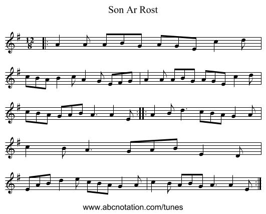 Son Ar Rost - staff notation