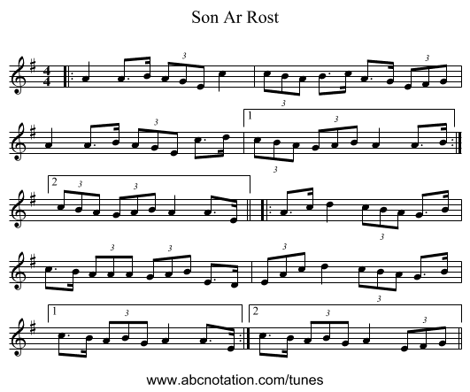 Son Ar Rost - staff notation