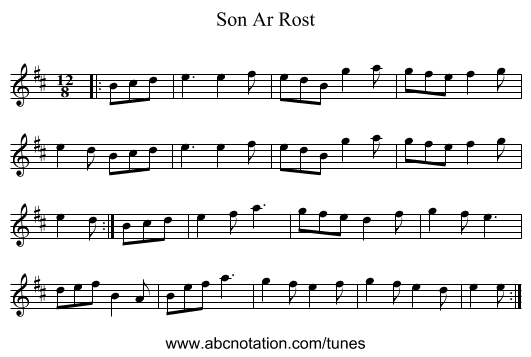 Son Ar Rost - staff notation