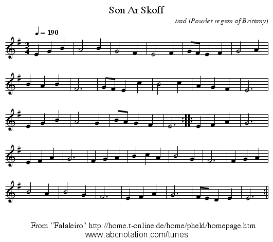 Son Ar Skoff - staff notation