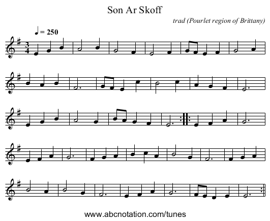 Son Ar Skoff - staff notation
