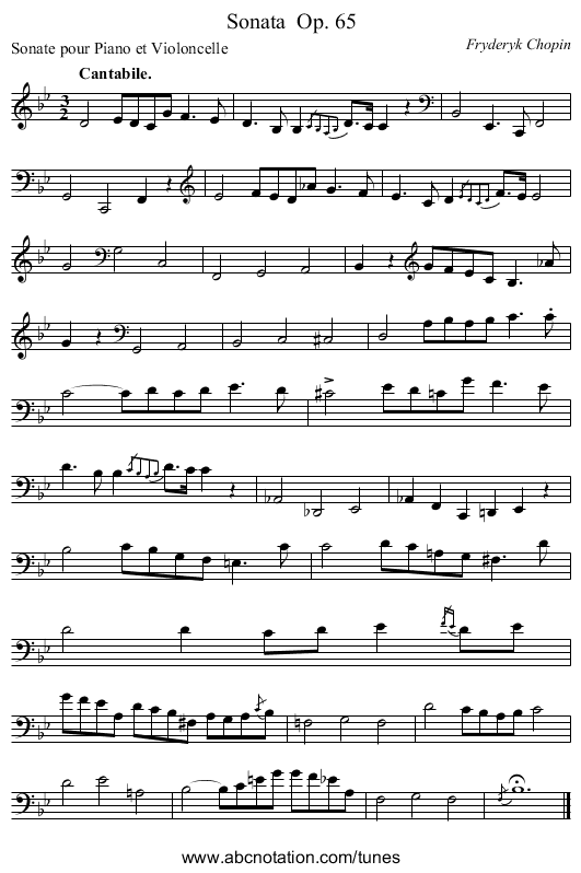 Sonata	 Op. 65 - staff notation