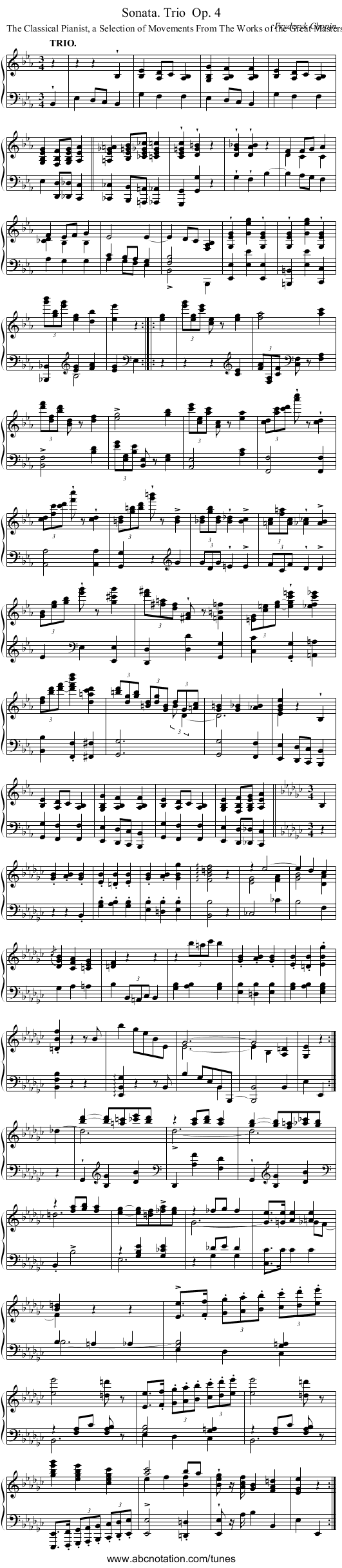 Sonata. Trio	 Op. 4 - staff notation