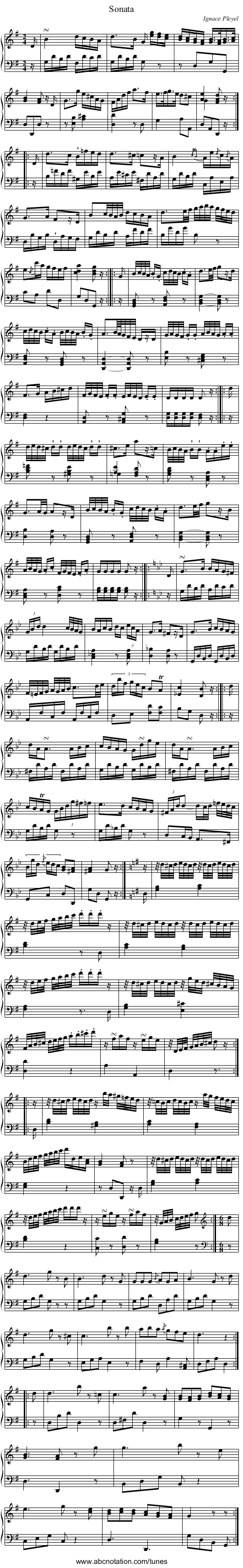 Sonata - staff notation