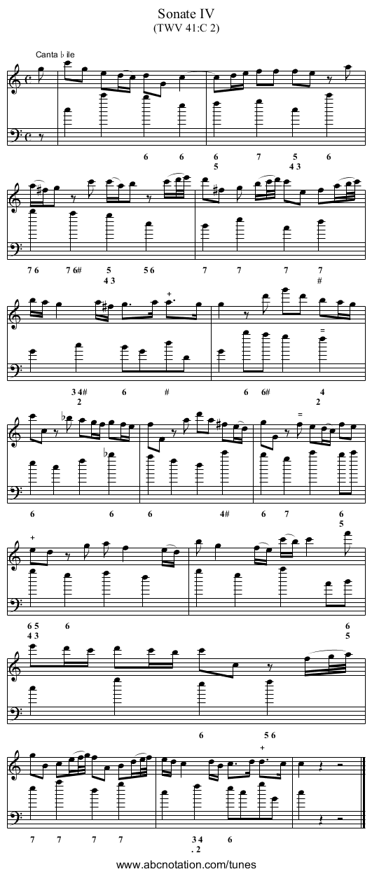 Sonate IV - staff notation