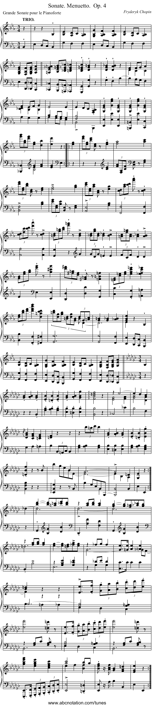 Sonate. Menuetto.	 Op. 4 - staff notation