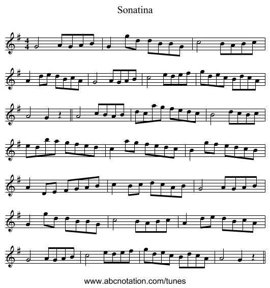 Sonatina - staff notation