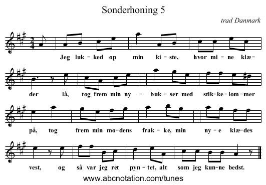 S&oslash;nderhoning 5 - staff notation