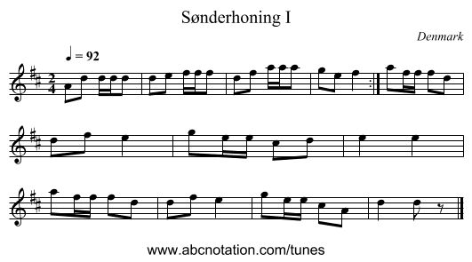 Sønderhoning I - staff notation