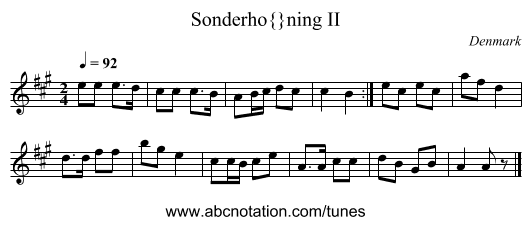 Sonderhøning II - staff notation