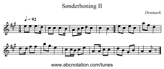 Sønderhoning II - staff notation