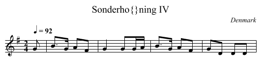 Sonderh&oslash;ning IV - staff notation