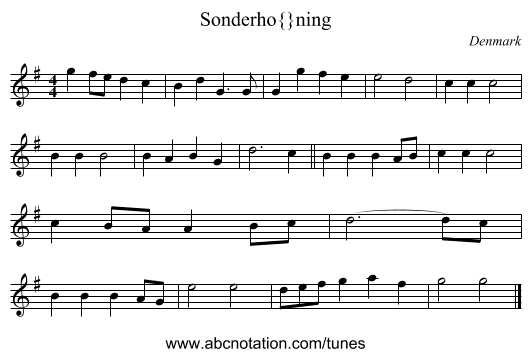 Sonderh&oslash;ning - staff notation