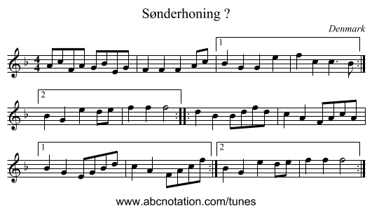 Sønderhoning ? - staff notation