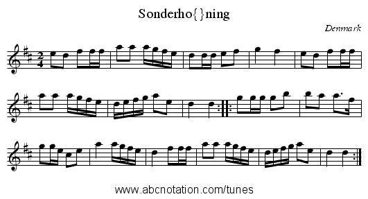 Sonderh&oslash;ning - staff notation