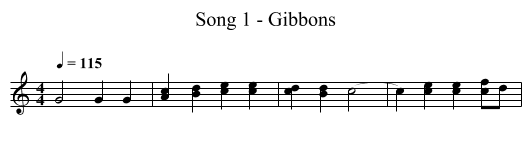 Song 1 - Gibbons - staff notation