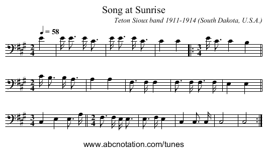 Song at Sunrise - staff notation