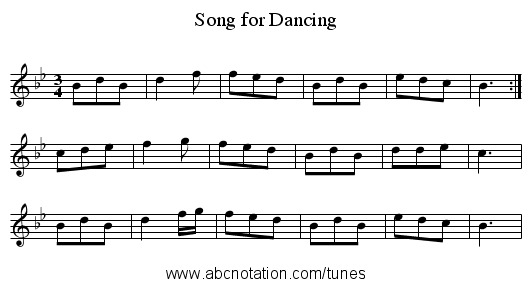 Song for Dancing - staff notation