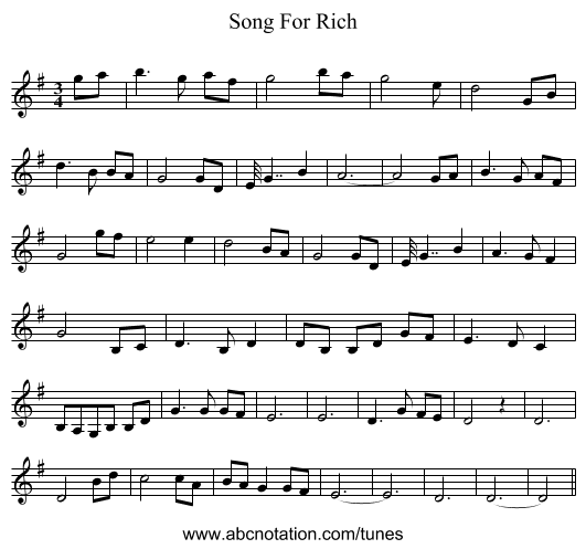 Song For Rich - staff notation