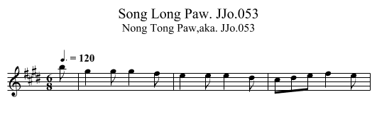 Song Long Paw. JJo.053 - staff notation