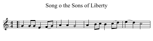 Song o the Sons of Liberty - staff notation