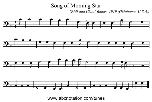 Song of Morning Star - staff notation