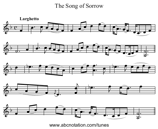 Song of Sorrow, The - staff notation