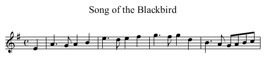 Song of the Blackbird - staff notation