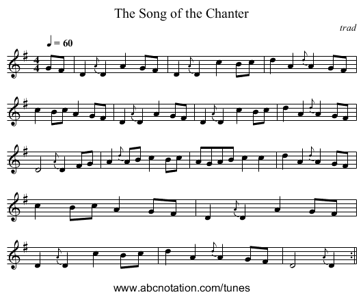 Song of the Chanter, The - staff notation