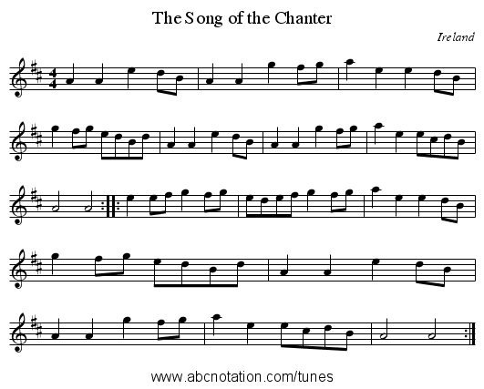 Song of the Chanter, The - staff notation