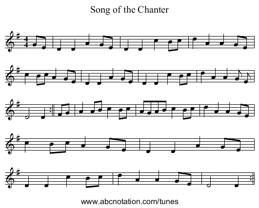 Song of the Chanter - staff notation