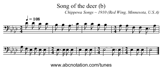 Song of the deer (b) - staff notation