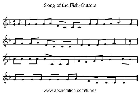 Song of the Fish-Gutters - staff notation