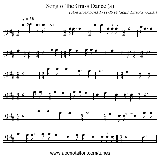 Song of the Grass Dance (a) - staff notation