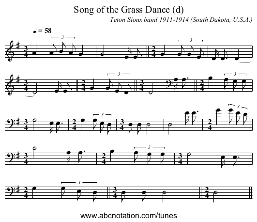 Song of the Grass Dance (d) - staff notation