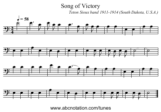 Song of Victory - staff notation