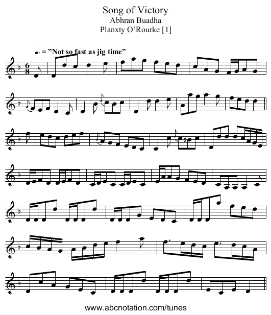 Song of Victory - staff notation