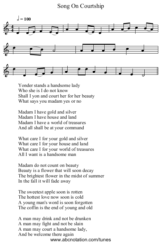 Song On Courtship - staff notation