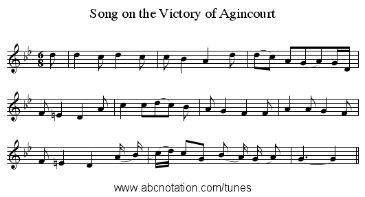 Song on the Victory of Agincourt - staff notation