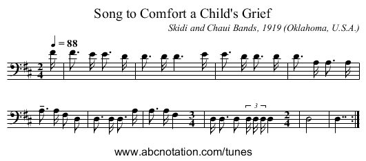 Song to Comfort a Child's Grief - staff notation