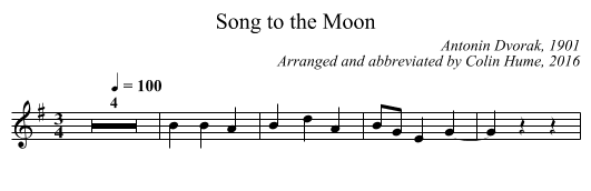 Song to the Moon - staff notation