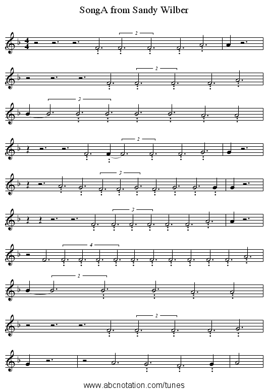 SongA from Sandy Wilber - staff notation