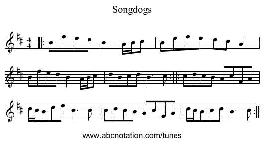 Songdogs - staff notation